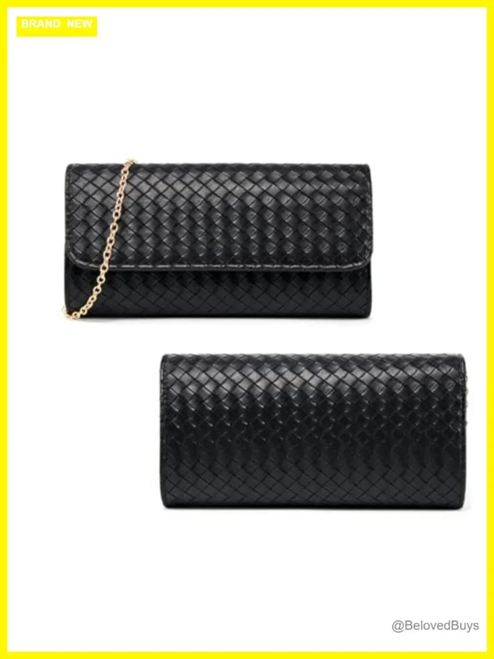 Faux Leather Woven Evening Bag Clutch Crossbody Shoulder Purse